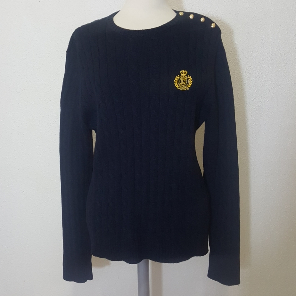 Chaps Navy Blue Cable Knit Sweater